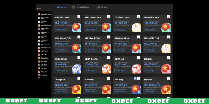Xổ số 8XBET - Đa dạng loại hình, độc nhất vô nhị
